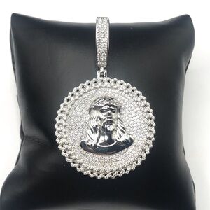 925 Sterling Silver 4.70CT MOISSANITE Jesus Men’s Pendant